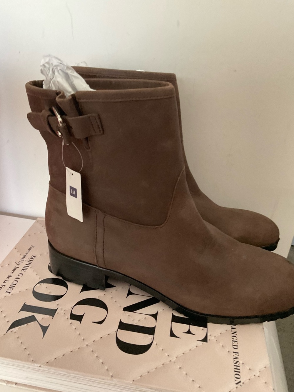 GAP Brown Leather Booties Size 10